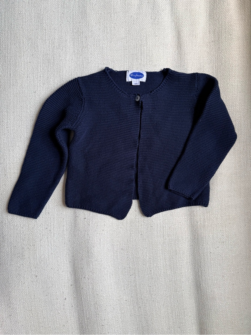 Patricia Mendiluce Girls' cotton Navy Single-Button Knit Cardigan, Sz 3T